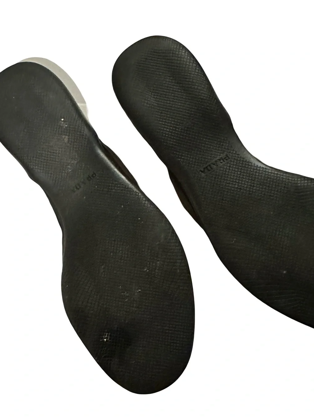Prada Black Footbed Sandals with Cream Tubular Straps flip flops Sz 8